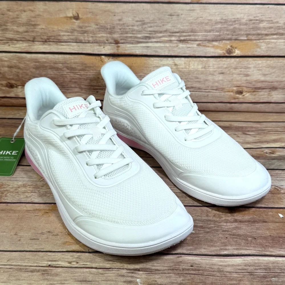 Hike Footwear HF Wave White Pink Pain Free Walk Shoes Barefoot Sneakers 10